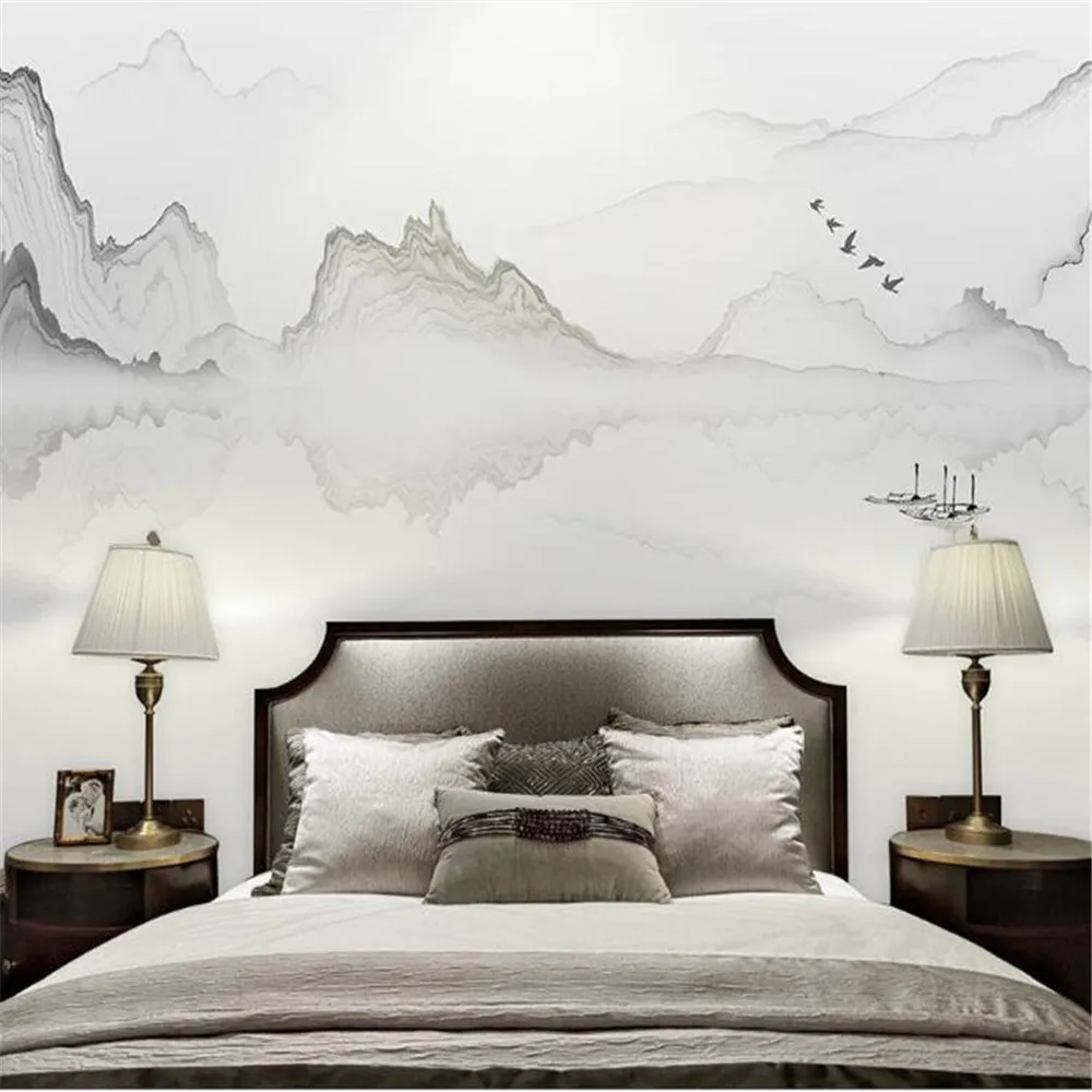 

Milofi custom 3D wallpaper mural new Chinese style modern minimalist abstract ink landscape background wall decorative mural