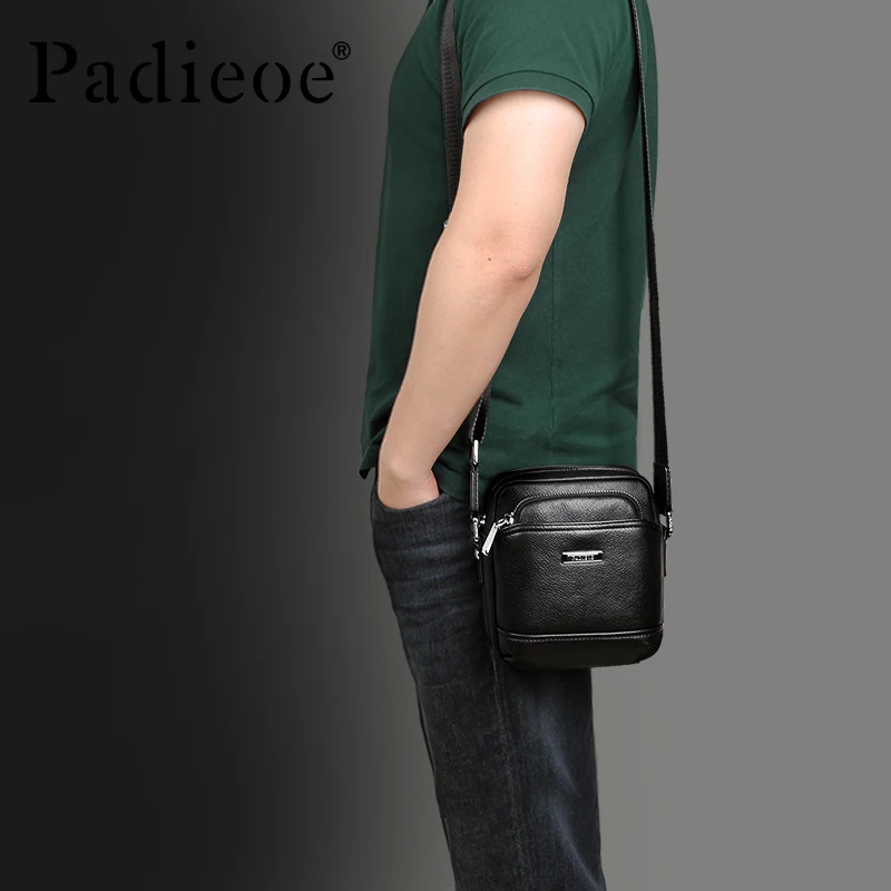 mens messenger bag mens shoulder bag Padieoe genuine leather shoulder bag for man small high quality men crossbody bag black cow leather mini messenger man