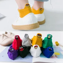 Женские носки с вышитыми героями мультфильмов Kawaii Calcetines, хлопковые забавные Женские носочки в стиле Харадзюку, подарки, 1 пара, Размеры 35-40