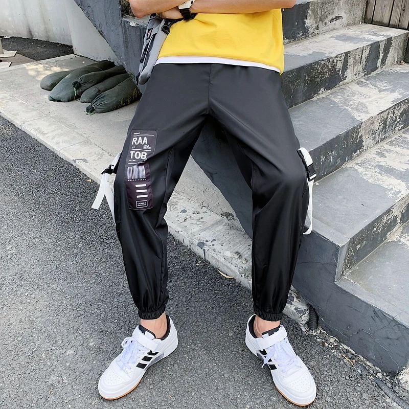 Хип-Хоп Уличная Мужская брюки корейские Jogger спортивные брюки однотонные мужские брюки до щиколотки s Длина карманы брюк Мужские штаны