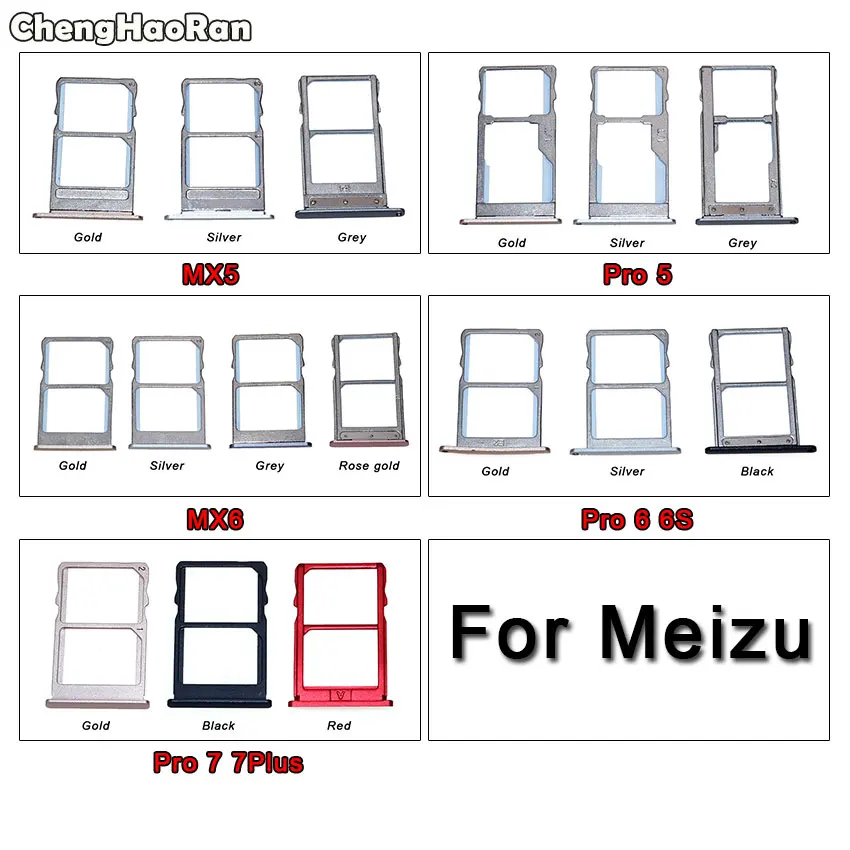 Лоток для SIM карты ChengHaoRan слот Meizu MX5 MX6 Pro5 Pro6 6s Pro7 Pro 5 6 6S 7 7plus держатель Sim запасные