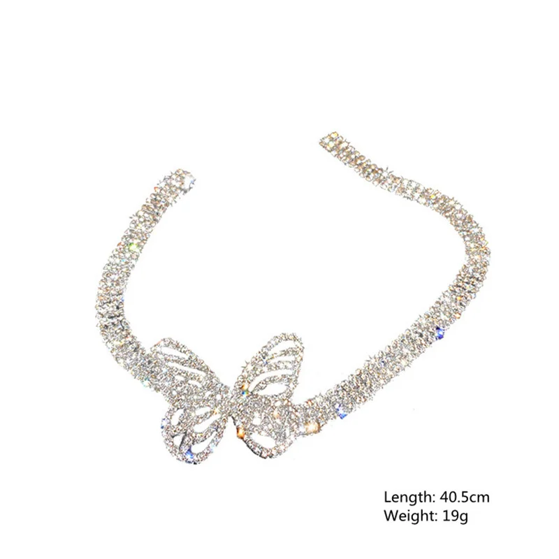 FYUAN Beautiful Butterfly Crystal Choker Necklaces for Women Shine Short Rhinestone Necklaces Statement Jewelry Accessories - Image 6
