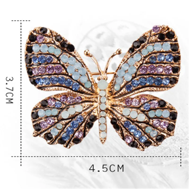 Модная красочная бабочка брошь кристалл броши для женщин Стразы хиджаб с кристаллами булавки Рождественский подарок DIY Ювелирные изделия бутоньерка