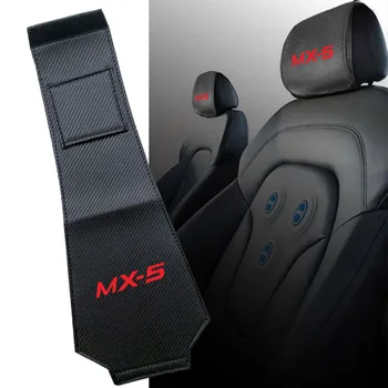 

1PC Car Seat Back Headrest Pillow Dustproof Cover For Mazda MX-5 MX5 Carbon Fiber Leather Support Pad