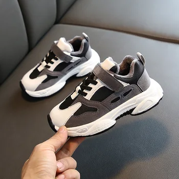 

Autumn Winter Kids Casual Shoes Soft Sneakers Warm Mesh Running Shoes Hook & Loop Toddler Boys Girls Breathable Sneakers Shoes