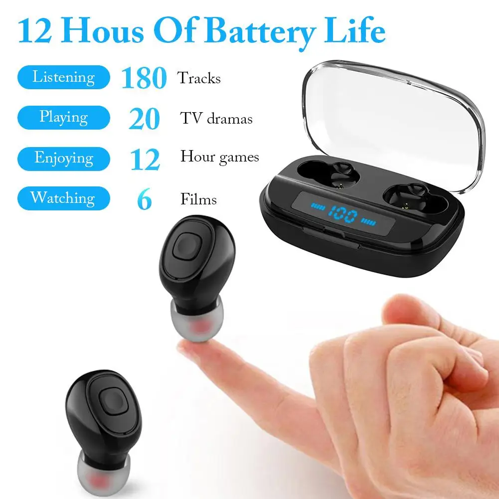 

F9 Wireless Earphone With 3000mAh Power Bank Bluetooth V5.0 TWS Wireless Bluetooth Headphone LED Display Headset With Microphone