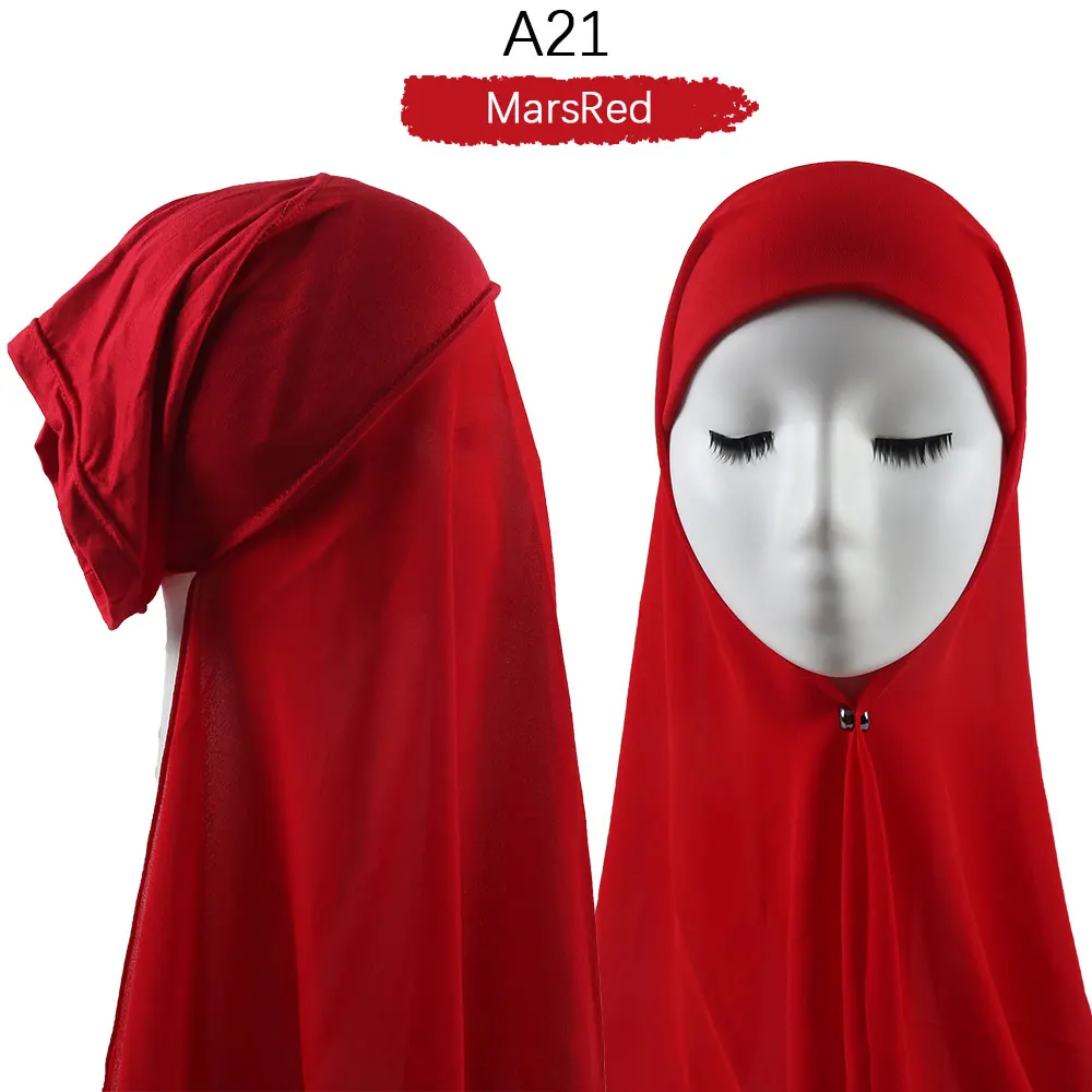 Women Muslim Instant Chiffon Hijab With Cap Underscarf Bonnet HIjabs  Scarf Islam Headscarf Headwrap Turbante