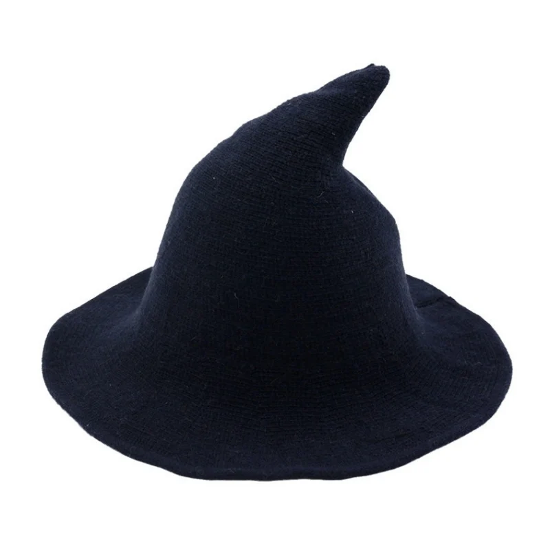 Зимняя новая шляпа ведьмы на Хэллоуин разнообразная овчина шерстяная шапка вязанная Солнцезащитная Женская Косплей винтажные Остроконечные шапки для женщин