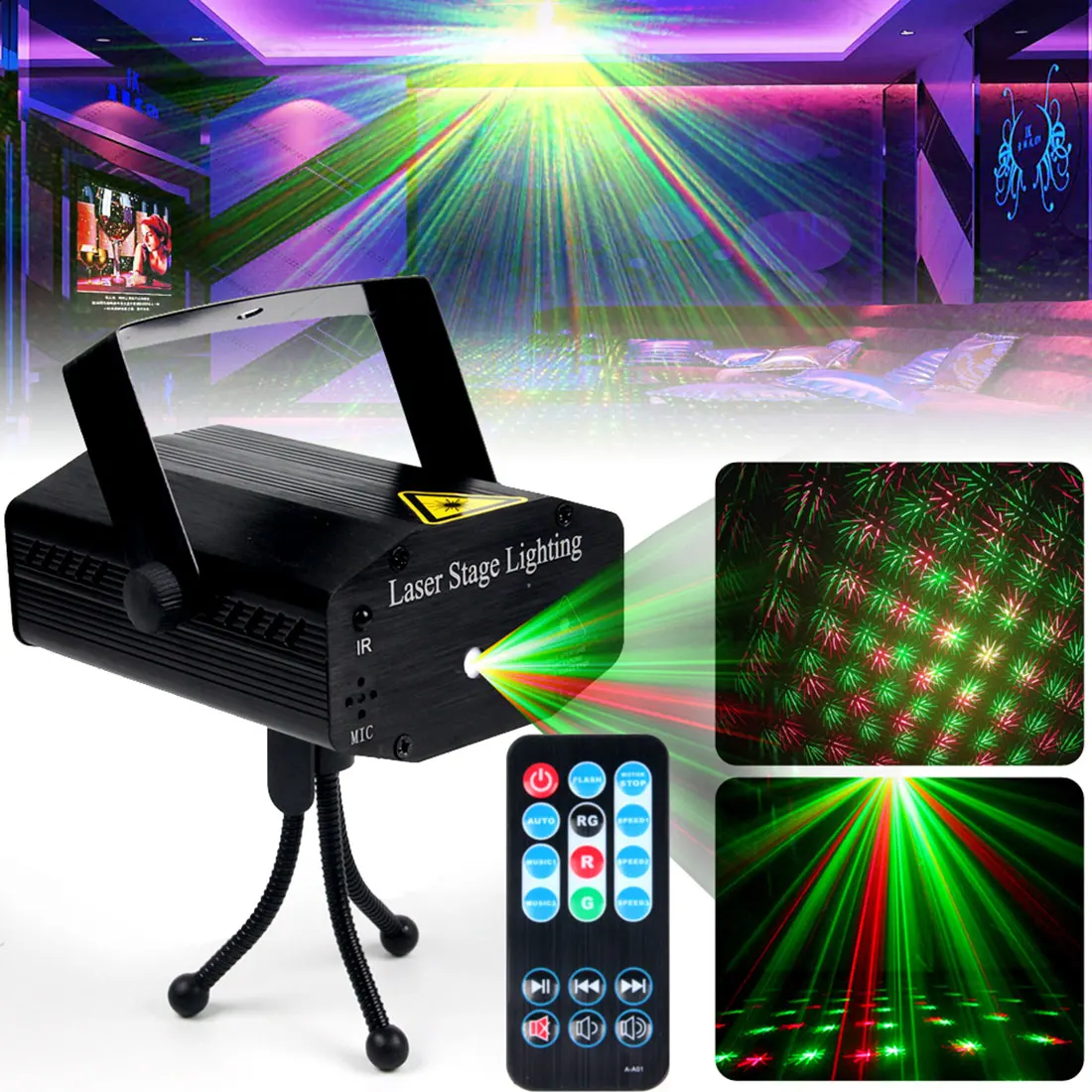 

Mini LED Laser Projector Stage Party Pattern Lighting Red Green Laser Pointer Disco Light Projector Shower for Christmas Party