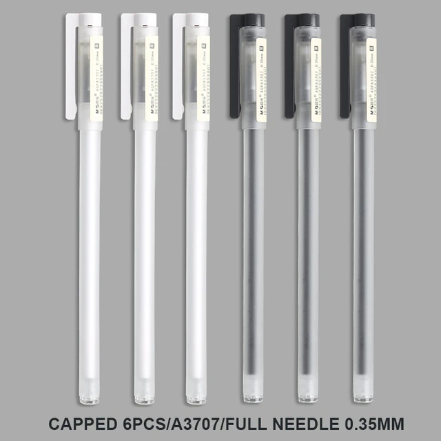 M&G Neutral Gel Pen  0.35mm/0.5mm black signature pen ultra fine Needle/Bullet Point Japanese simple Gel Pen A3707 6PCS