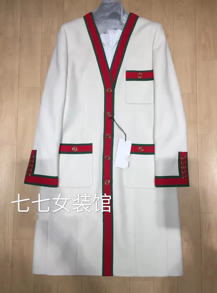 

New big size Fall and Winter Ladies Monochrome Single row Mid long Card Coat