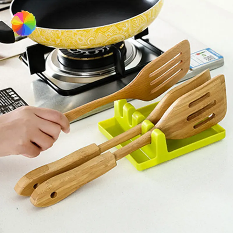 

Kitchen Spoon Holders Fork Spatula Rack Shelf Organizer Plastic Spoon Rest Chopsticks Holder Non-slip Spoons Pad Kitchen Utensil