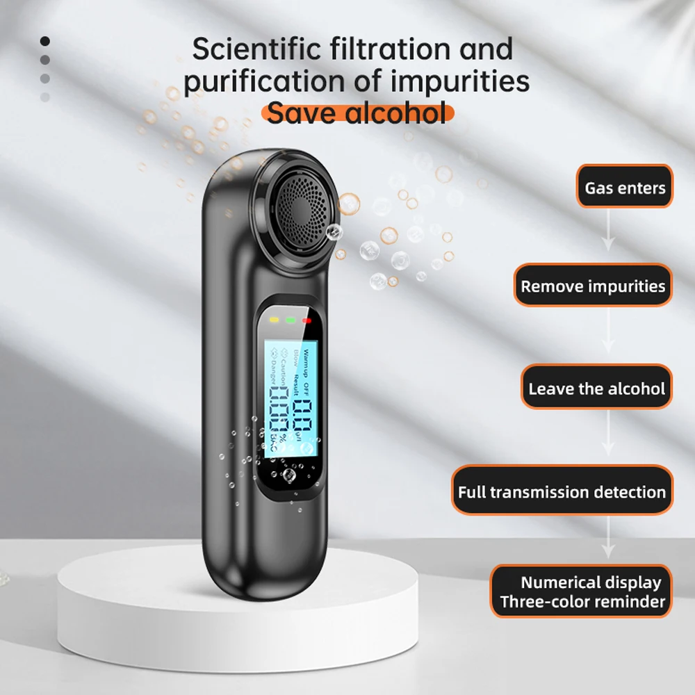 New Automatic Alcohol Tester LED Display Breath Tester USB Rechargeable Breath Alcohol Test Tool