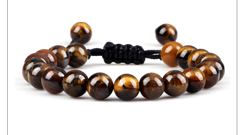 Men Energy Beads Bracelet Adjustable Natural Stone Agates Onyx Charm Bracelets Chakra Healing Women Yoga String Bangles Jewelry