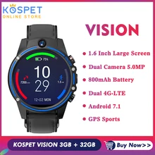 Смарт-часы KOSPET Vision, 3 ГБ, 32 ГБ, двойная камера, 800 МП, Bluetooth, мА/ч, gps, спортивные, Android, 4G, умные часы для мужчин, для IOS, Android, телефон