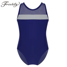 Купальник без рукавов для девочек-подростков, детский костюм для гимнастики, комбинезон с сеткой и перекрещивающимися вырезами на спине, Детская Одежда для танцев