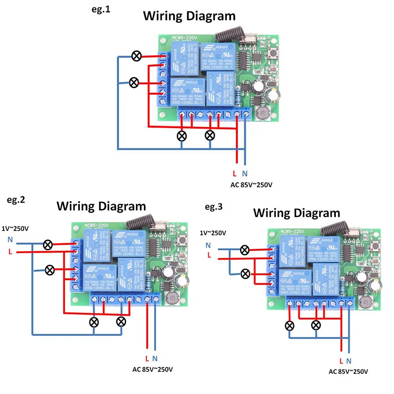 AC 85V~ 220V 10Amp 2200W 4CH переключатель дистанционного управления беспроводной релейный модуль приемника для rf 433MHz дистанционного гаража \ свет \ светодиодный переключатель