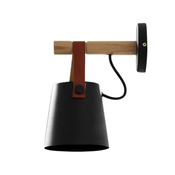 

Led E27 Wall Lamp Solid Wood Wall Lamp Bedside Lamp Night Lamp Modern Nordic Lampshade Home Decoration Black