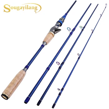 

Sougayilang 2.1M 2.4M Portable 4 Section Blue Casting Fishing Rod 24Ton Carbon Portable Ultra Light Travel Lure Fishing Rod