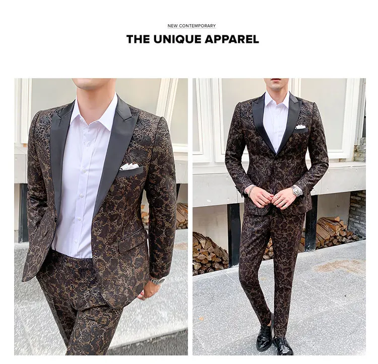 Мужские вечерние костюмы с брюками Костюм жениха мужской смокинг trajes para hombre костюм homme mariage slim fit костюм Цветочный смокинг