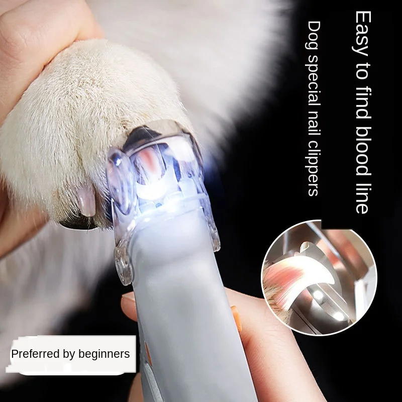 

Pet cat and dog nail clipper trim sharpener LED lamp magnifier anti cutting blood line pet nail grinder