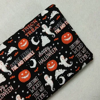 

Classic Happy Hallowween Pumpkin Ghost Printed Cotton Fabric for sewing bedding cloth party home decoration 50x105cm