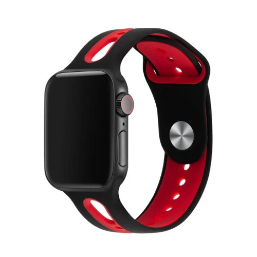 Спортивный ремешок для часов для apple watch 4 5 Группа 44 мм 40 мм apple watch, ремешок 42 мм, 38 мм, версия наручных часов iwatch серии 5/4/3/2/1 силиконовый ремешок для часов браслет - Цвет ремешка: black red