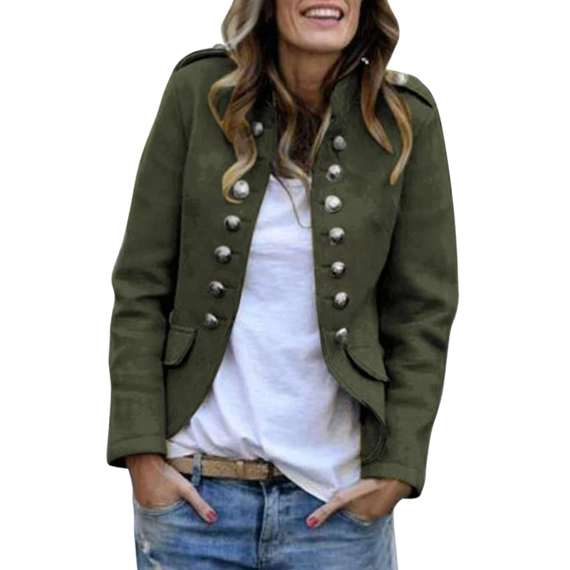 Amry Green Heflashor высокое качество Blazer Fushia блейзер для женщин офисные женские золотые двубортные пуговицы осень зима новые модные блейзеры - Цвет: Amry Green