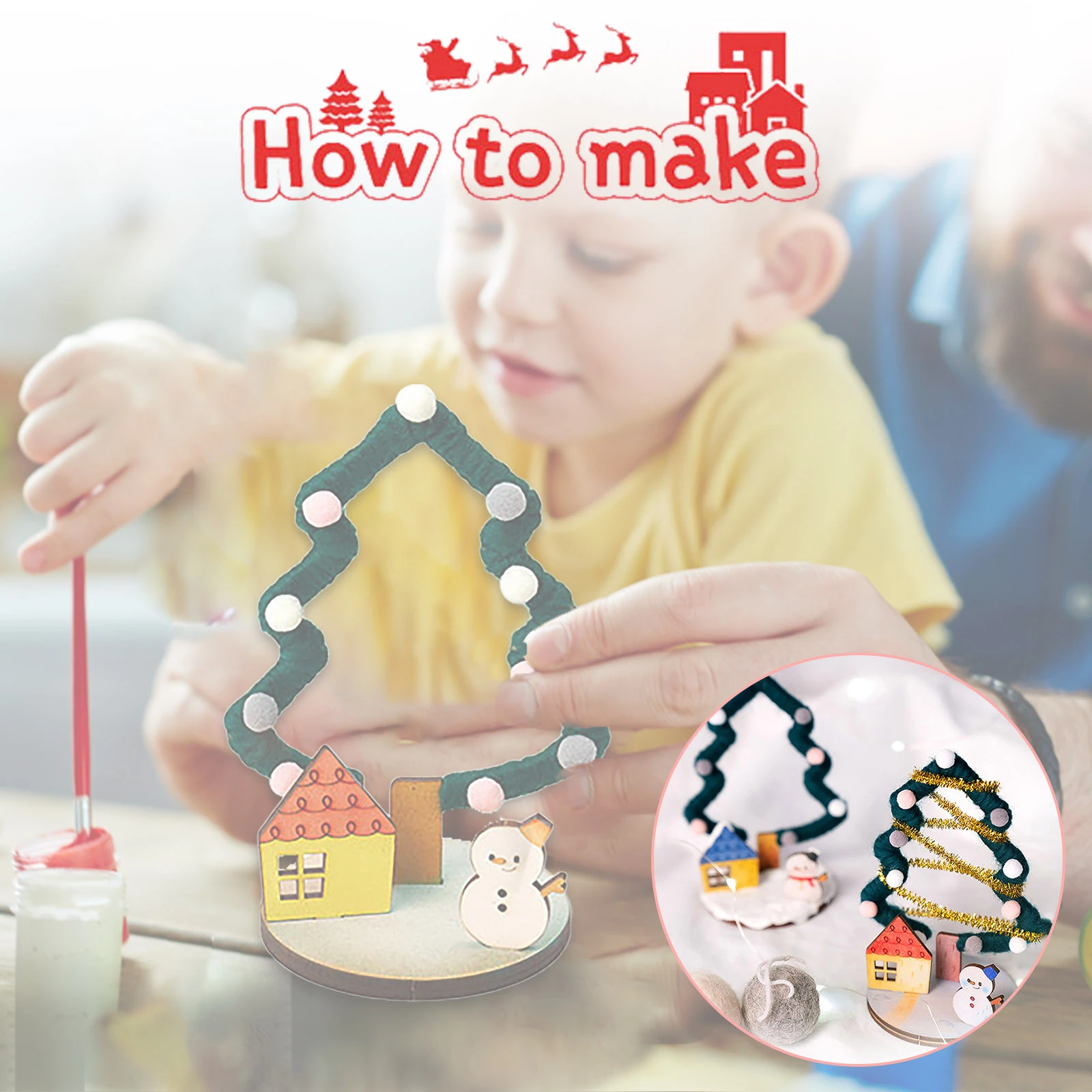 Árvore de lã de natal feito à mão das crianças diy que faz o pacote  material brinquedo de mesa do jardim de infância ano novo decoração para  casa presente do miúdo #|Brincadeiras
