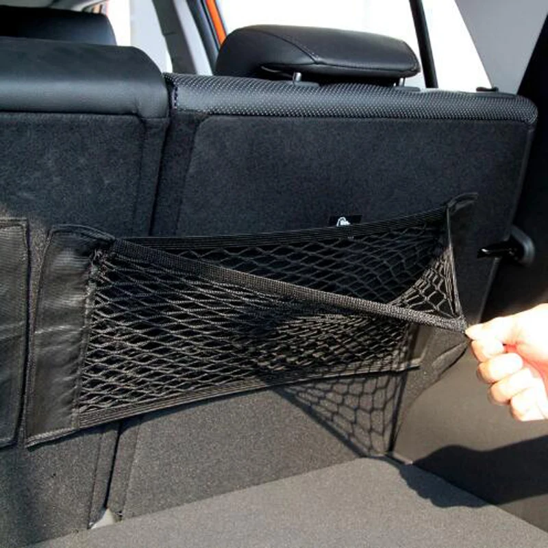 

Car Rear Trunk Seat Elastic String Storage Mesh Net Bag Luggage Holder Pocket Sticker Trunk Organizer Car styling Seat back bag