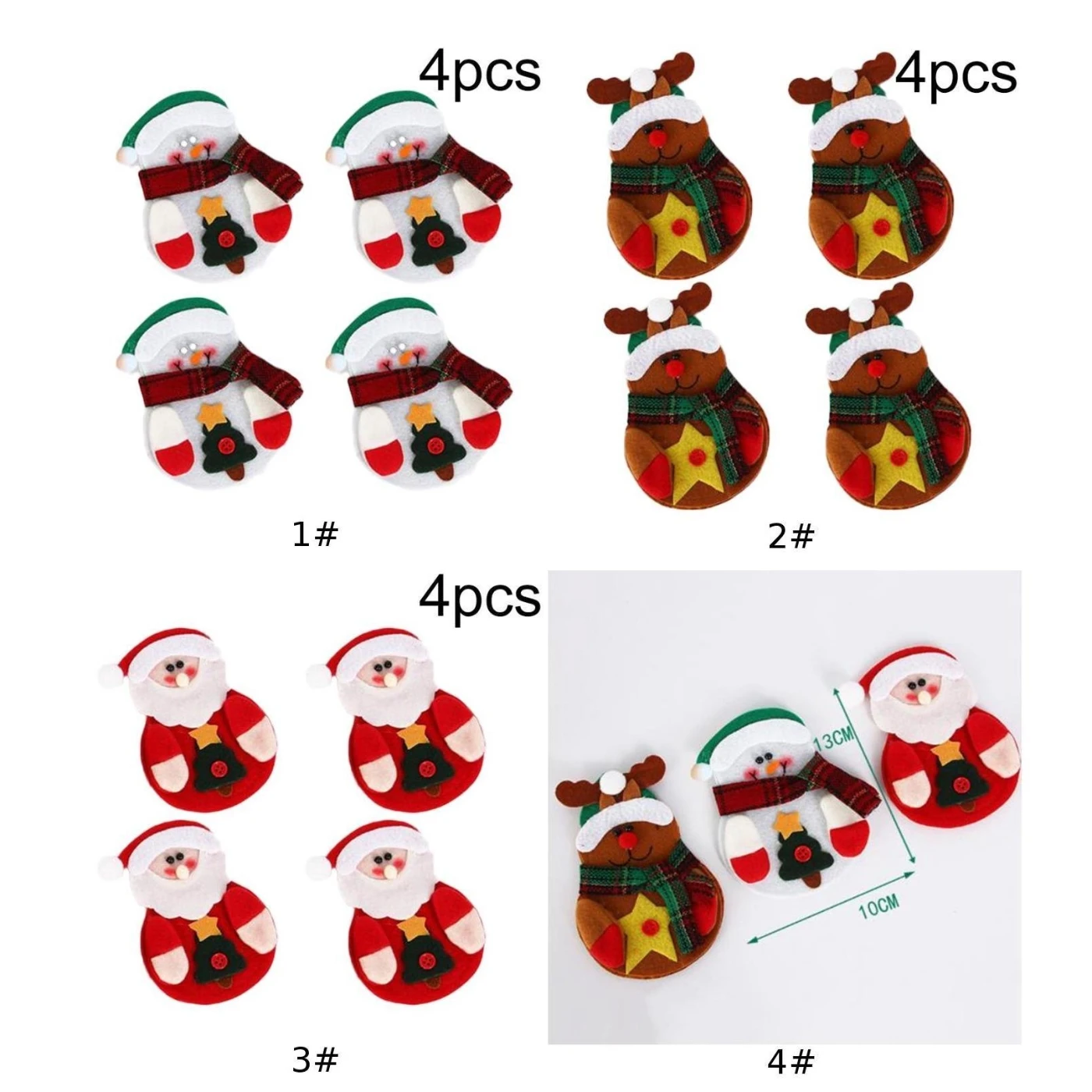4pcs/set Christmas Santa Kitchen Table Dinner Cutlery Silverware Pocket Holder