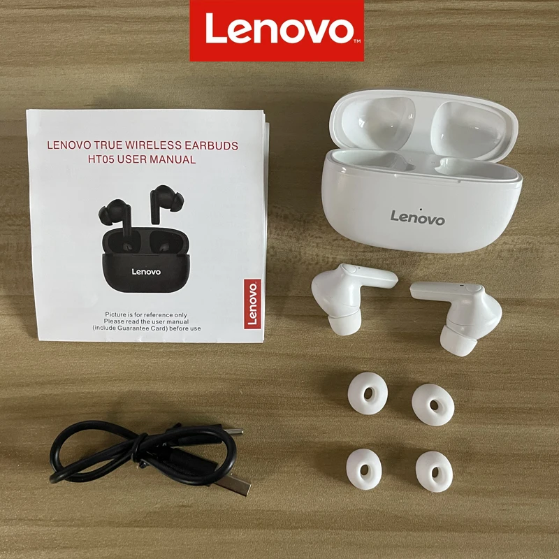 Lenovo HT05 - Auriculares inalámbricos, IPX5, batería de larga duración, 2  micrófonos para trabajo, oficina, oficina en casa, color blanco :  : Informática