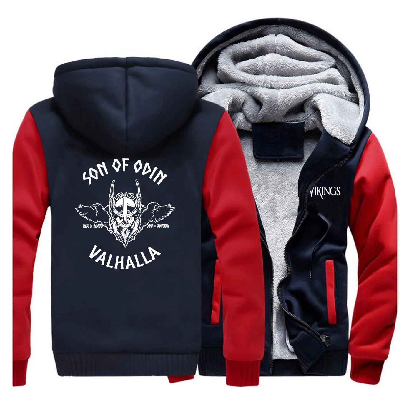 Мужские толстовки на молнии Sons Of Odin Valhalla Viking осенняя повседневная спортивная