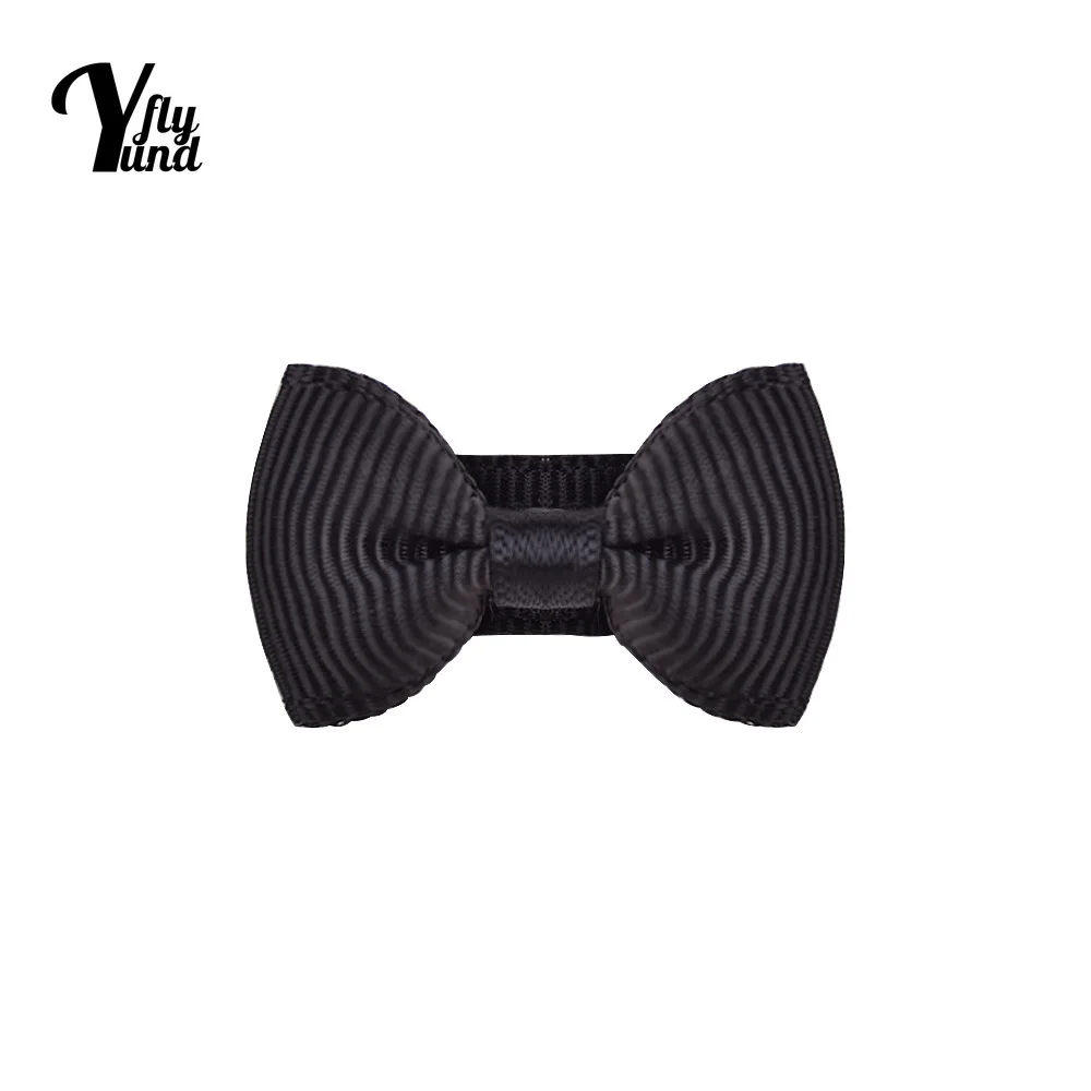 Yundfly 10pcs/lot 3.1 CM Mini Solid Color Ribbon Bows Toddler Hair Clips Cute Princess Bangs Hairpins Baby Headwear Holiday Gift