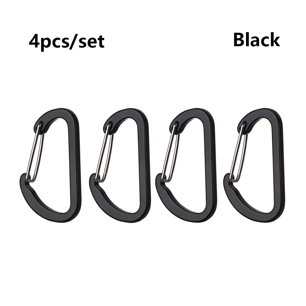 4Pcs Colorful Aluminum Alloy D-Ring Keychain Carabiner Lock Buckle Hook Climbing Snap Clip Outdoor Hiking Camping Fishing Tool