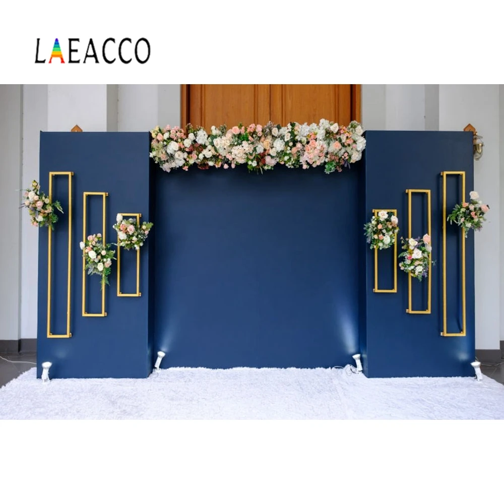 Laeacco свадебный цветок сценический фон для фотосъемки синий портрет классический индивидуальный фотографический фон для фотостудии