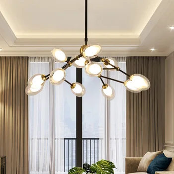 

Sparkling Metallic Gold Colored Chandelier Lamp Indoor Lighting Fixture Creative Living Dining Room LED Ceiling hannging Lights
