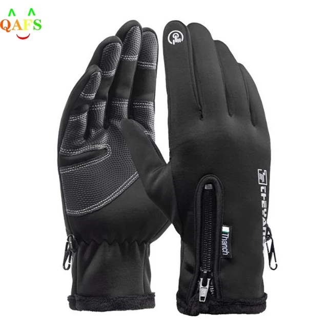 Luvas de inverno ao ar livre impermeável moto velo térmico forrado resistente tela de toque antiderrapante moto equitação 3