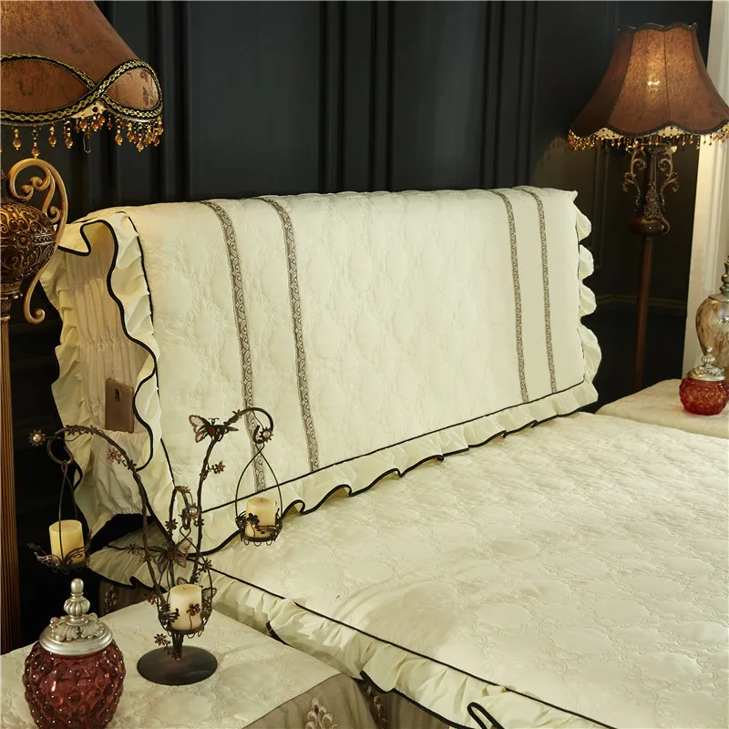 European Luxury Cotton Quilted Head Cover Brief Soft Lace All-inclusive Headboard Cover Dust Protective Cover 200x65cm