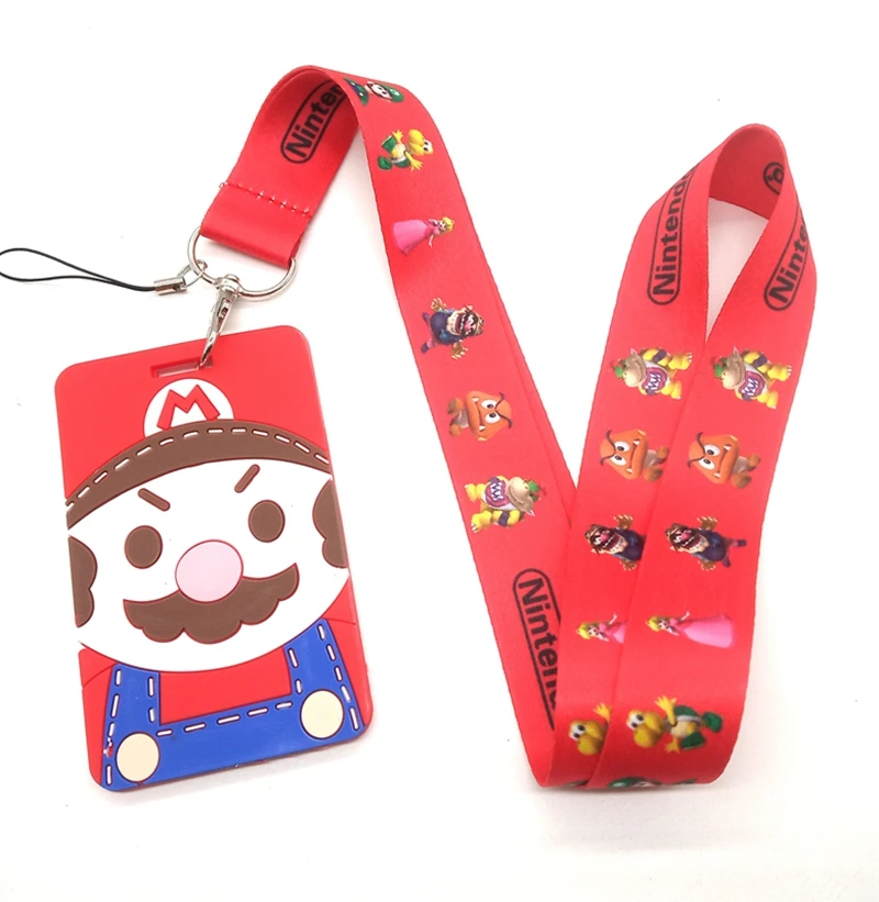 1 шт Супер Марио карты с шейный ремешок Ремешок Мобильный телефон брелок с подвесками G2 - Цвет: P