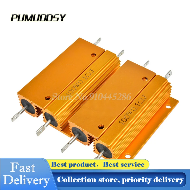 100 Watt 30 ohm RX24 100W 30R 30RJ Metal Shell Aluminium Gold Resistor High Power Heatsink Resistance Golden Heat Sink | Электронные