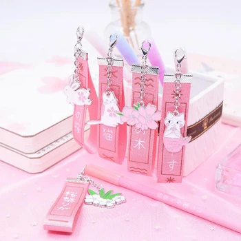 

1 Pcs Cute 0.5mm Lucky Cherry Sakura Cat Rabbit Ribbon Pendant Gel Pens Signature Pen Escolar Papelaria School Office Stationery