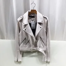 

7 Color Autumn New High Quality Faux Suede Motorcycle Street Outerwear With Belt Women Casual Slim Short Jacket Female Casual