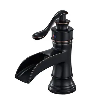 

Copper black ancient basin faucet waterfall outlet hot and cold water faucet ORB brushed decorative cover