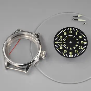 

43mm Stainless steel case+dial+hands Sapphire Glass Fit ST3600 6497/6498 movements mens watches