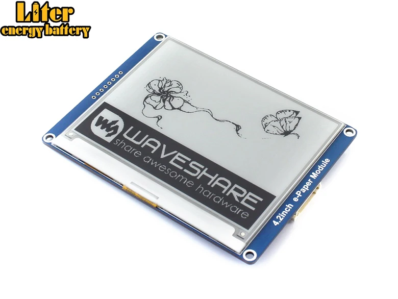 Waveshare 4,2 ''электронная бумага, 400x300, 4,2 дюймов E-Ink дисплей модуль, Цвет дисплея: черный, белый. Без подсветки, широкий угол, SPI interace