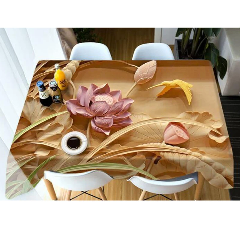  3D Nordic color stitching rose Tablecloth Creative Colorful Wallflower Pattern Washable Thicken Rec