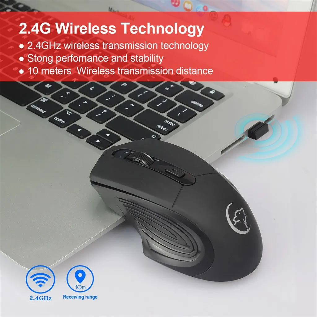 

2.4GHz Wireless Optical USB Gaming Mouse 2400DPI Rechargeable Mute Mice For PC built-in high-end Chip Windows MAC OS
