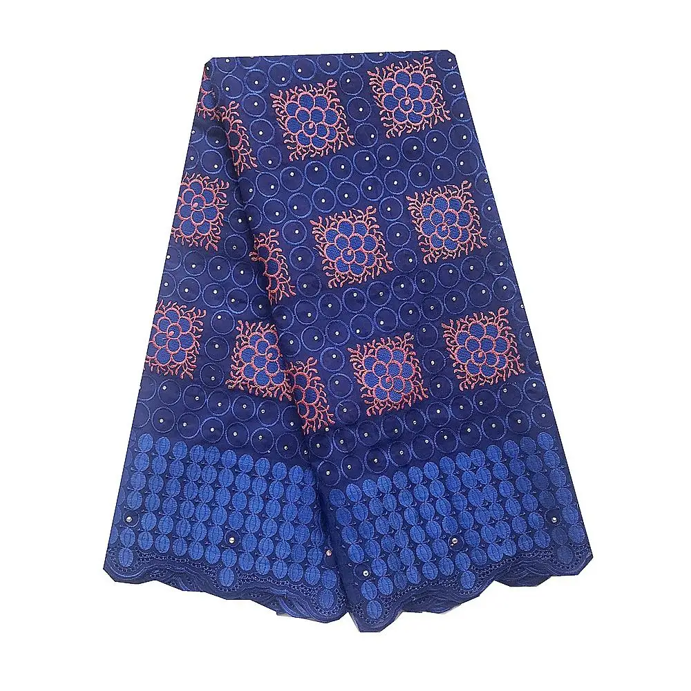 Royal blue Нигерийское Высокое качество африканская кружевная ткань бежевый Королевский синий швейцарское хлопковое швейцарское кружево ткань из Дубая кружевной материал с камнями - Цвет: Royal blue