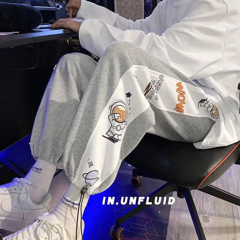 

Stitch Harajuku Wide Leg Pants Men Casual Sport Joggers Streetwear Skateboard Pants Running Sweatpants Ankle-length Trousers